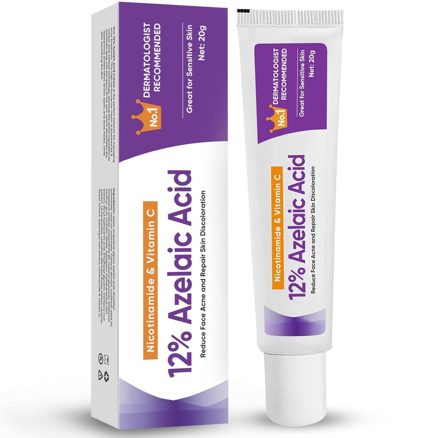 Azelaic Acid 12% Dark Spot Correcting Gel with Vitamin C & Niacinamide - Brightening Treatment for Even Skin Tone